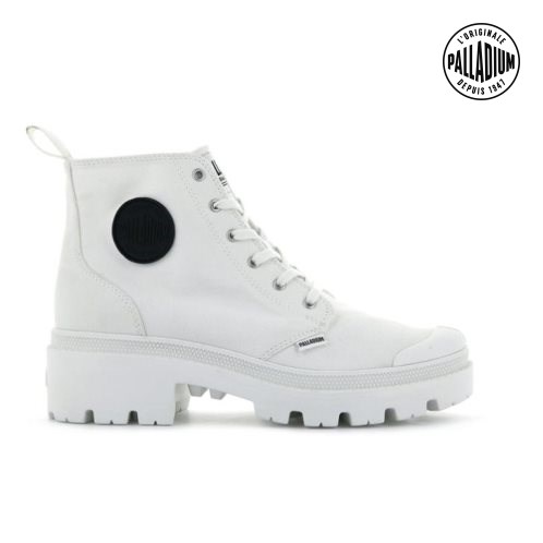 Palladium Pallabase Twill Women's Boots White | UK T076-IOA